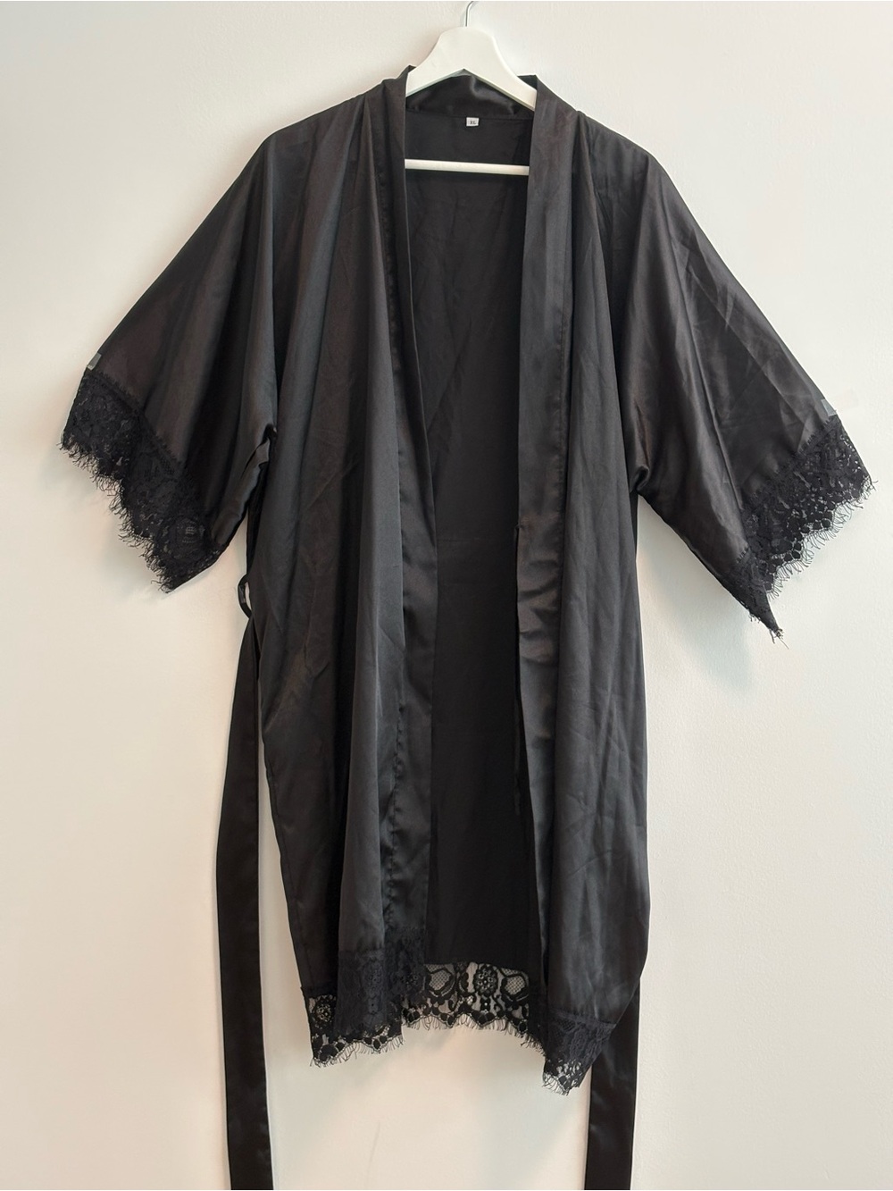 Satin Lace-Trim Robe - Picture 2 of 10